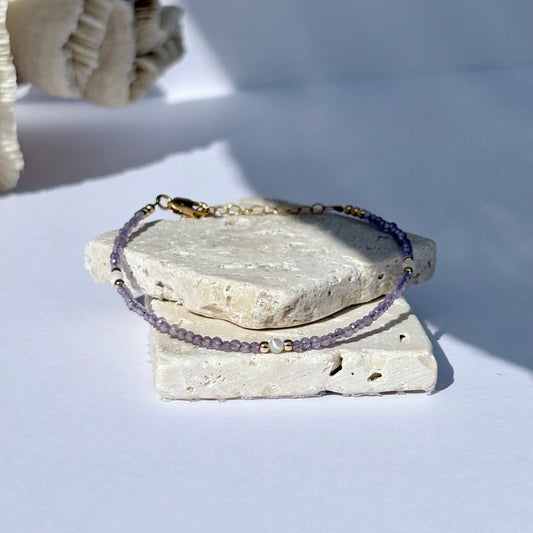 CÔME - Bracelet fin en Améthyste et nacre