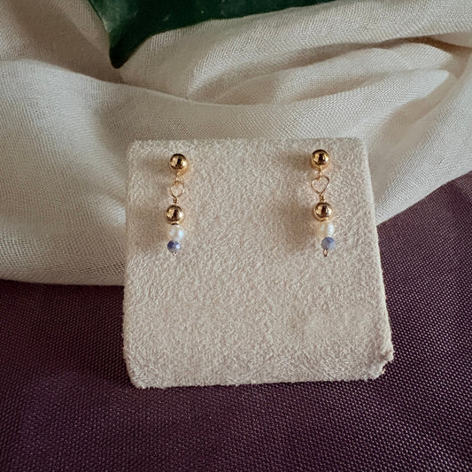 Puces Sodalite et Perle d'eau douce