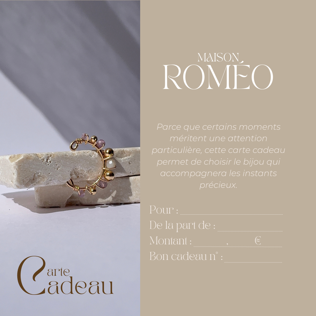 Carte cadeau Maison Roméo